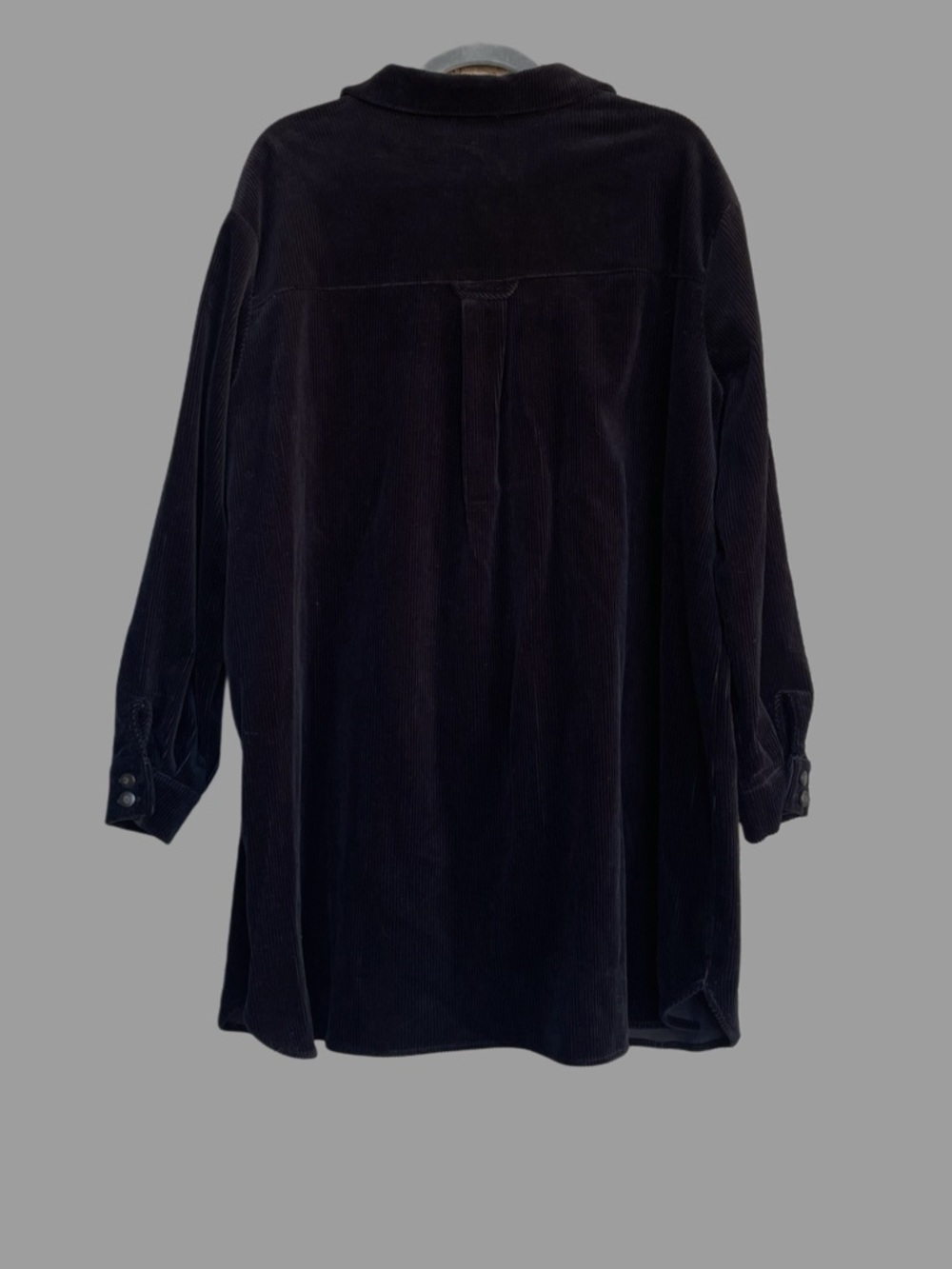 SEZANE Black Velvet Corduroy Button Down Long Sleeve Mini Sadie Shirt Dress - Picture 6 of 14